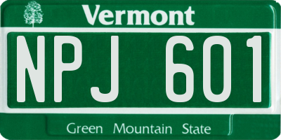 VT license plate NPJ601