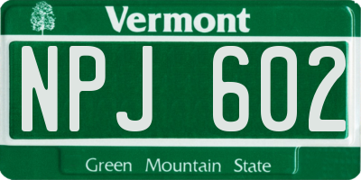 VT license plate NPJ602