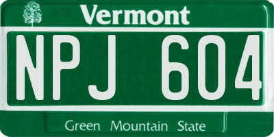 VT license plate NPJ604