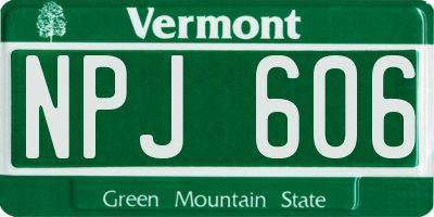VT license plate NPJ606