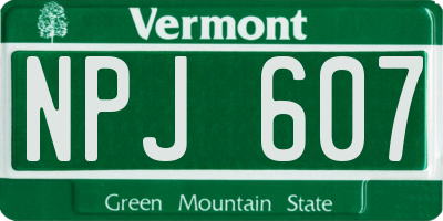 VT license plate NPJ607