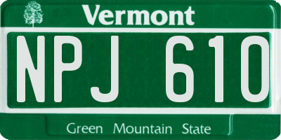 VT license plate NPJ610
