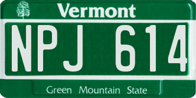 VT license plate NPJ614