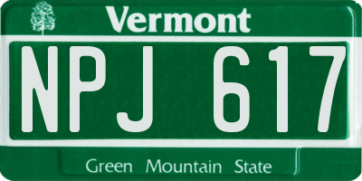 VT license plate NPJ617