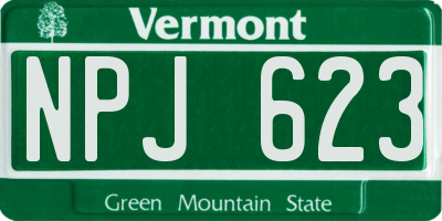 VT license plate NPJ623