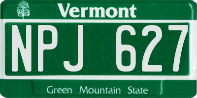 VT license plate NPJ627