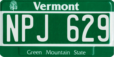 VT license plate NPJ629