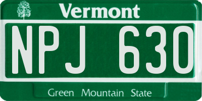 VT license plate NPJ630