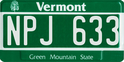 VT license plate NPJ633