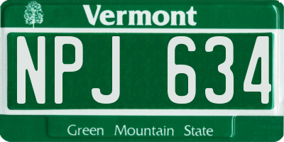 VT license plate NPJ634