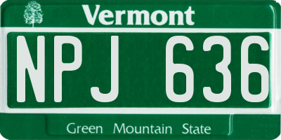 VT license plate NPJ636