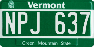 VT license plate NPJ637