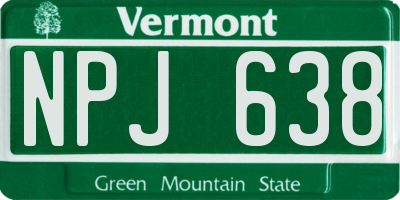 VT license plate NPJ638