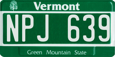 VT license plate NPJ639