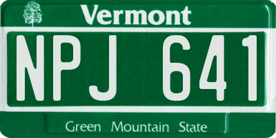 VT license plate NPJ641