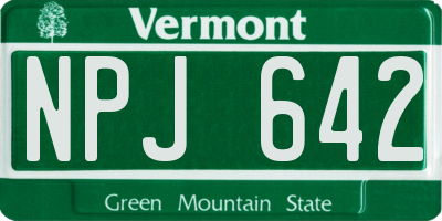 VT license plate NPJ642