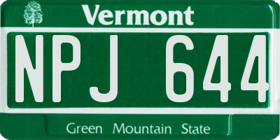 VT license plate NPJ644