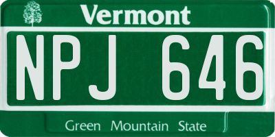 VT license plate NPJ646