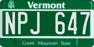 VT license plate NPJ647