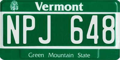 VT license plate NPJ648