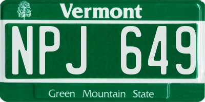 VT license plate NPJ649