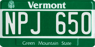 VT license plate NPJ650