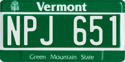VT license plate NPJ651