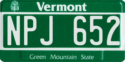 VT license plate NPJ652