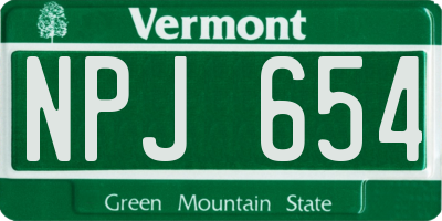 VT license plate NPJ654