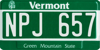 VT license plate NPJ657