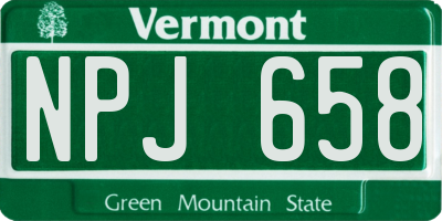 VT license plate NPJ658