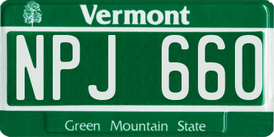 VT license plate NPJ660