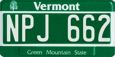 VT license plate NPJ662