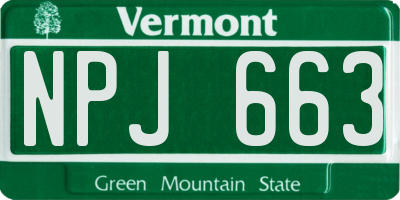 VT license plate NPJ663
