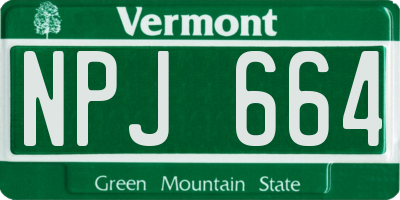 VT license plate NPJ664
