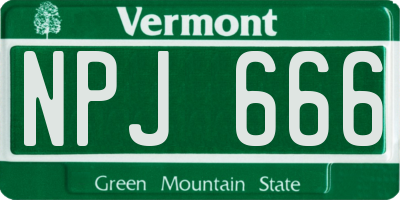 VT license plate NPJ666