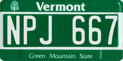 VT license plate NPJ667