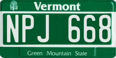 VT license plate NPJ668