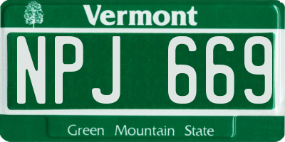 VT license plate NPJ669