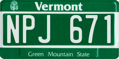 VT license plate NPJ671
