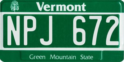 VT license plate NPJ672