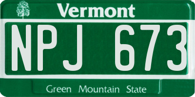 VT license plate NPJ673