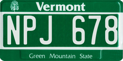VT license plate NPJ678
