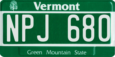 VT license plate NPJ680