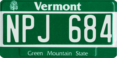 VT license plate NPJ684