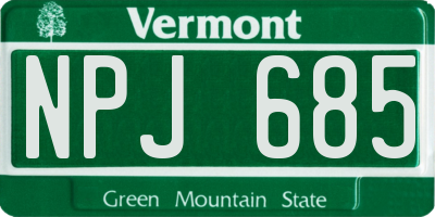 VT license plate NPJ685