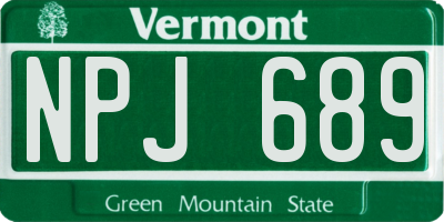 VT license plate NPJ689