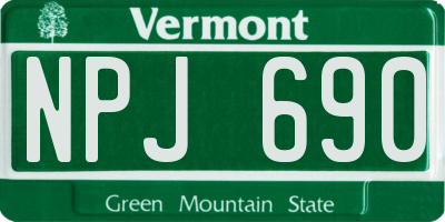 VT license plate NPJ690