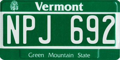 VT license plate NPJ692