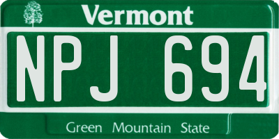 VT license plate NPJ694